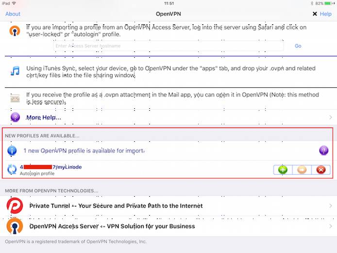 OpenVPN Connect import profile