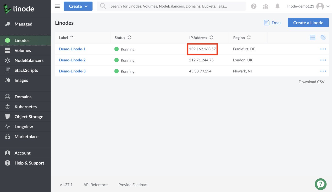 IP address from the Linodes page
