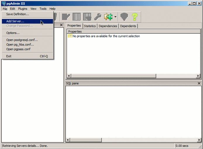 pgAdmin III default view on Windows 7 pgAdmin III default view on Windows 7