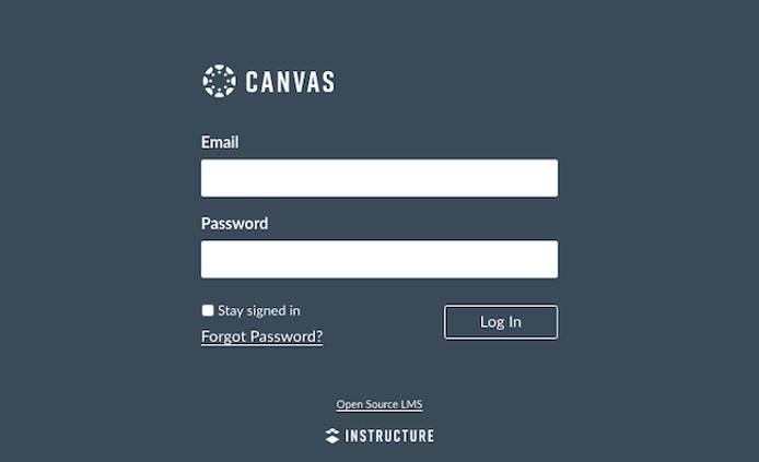 Canvas login page
