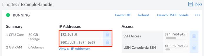 Summary section with the IP addresses highlighted Summary section with the IP addresses highlighted