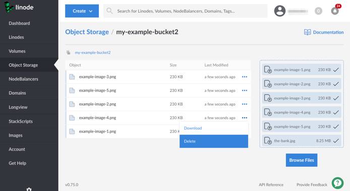 Delete an object from the bucket