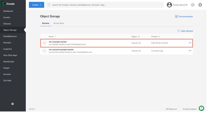 Select an Object Storage Bucket