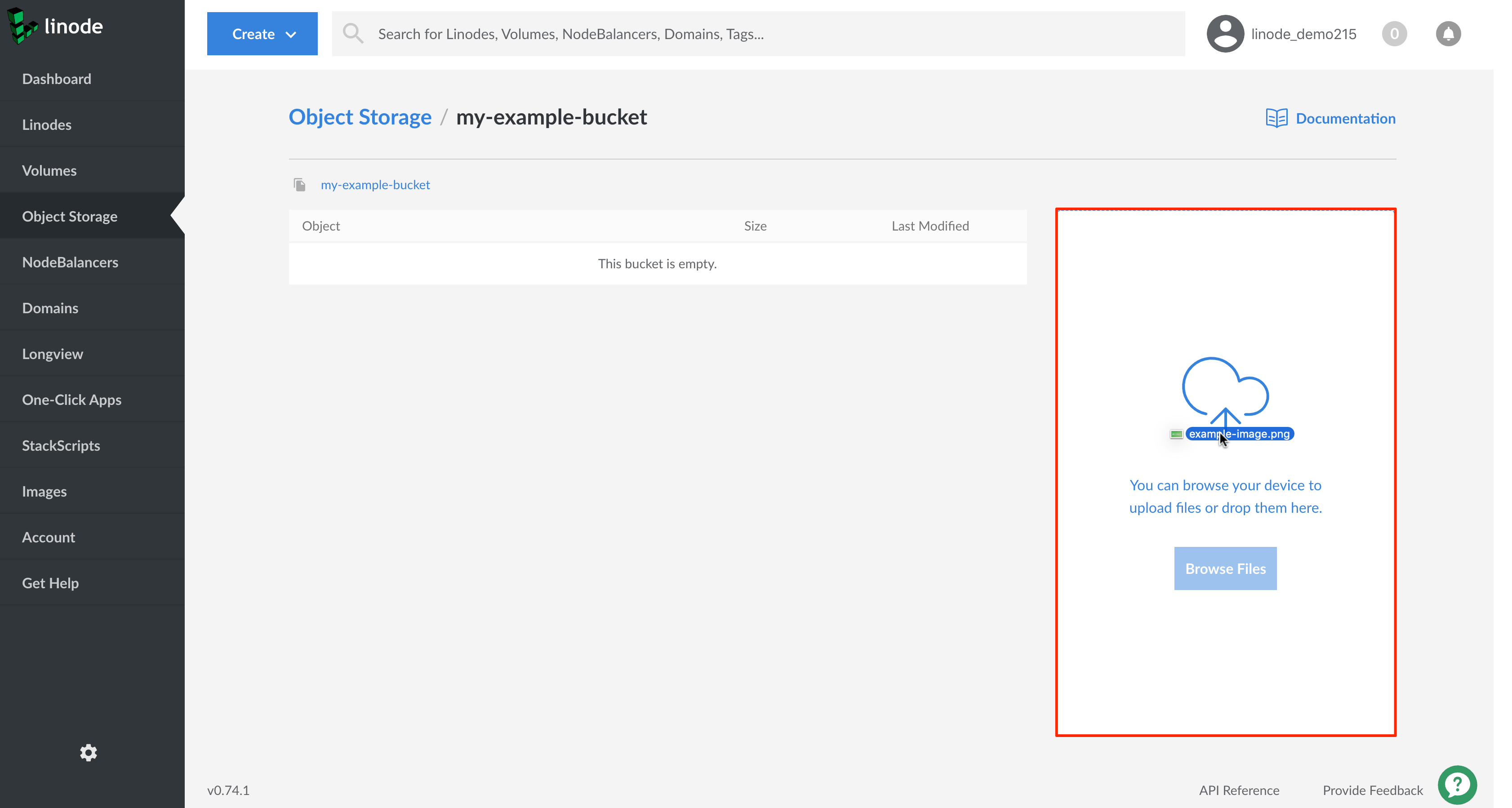 Drag and drop an object to the bucket