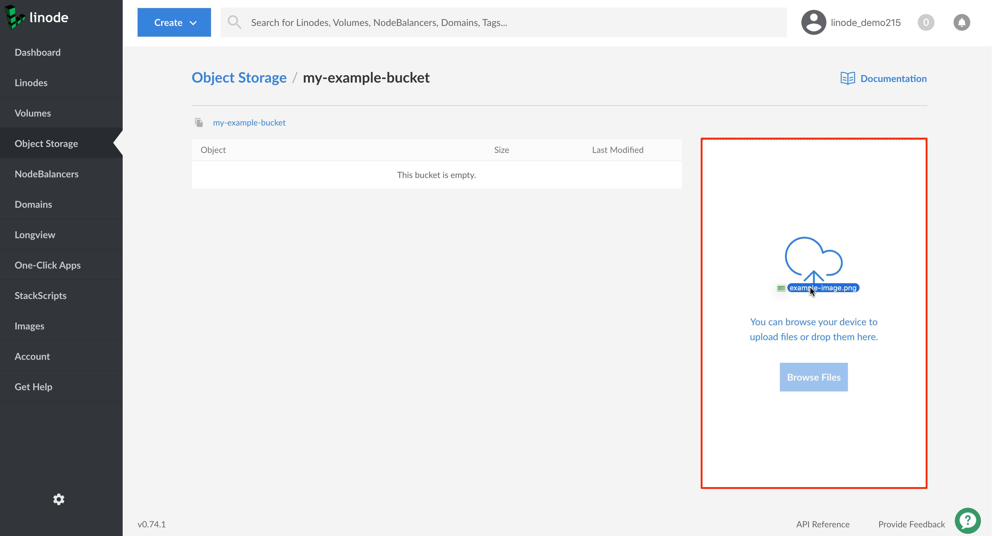 Drag and drop an object to the bucket